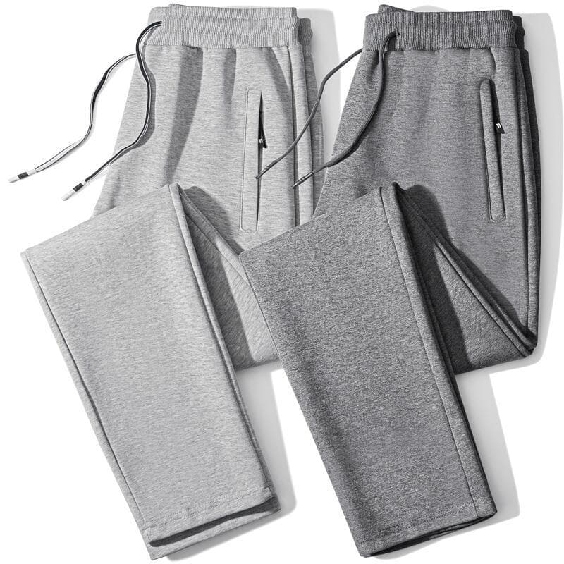 Calças casuais masculinas primavera outono calças de moletom retas mais gordura plus Size solto calças compridas zíper a