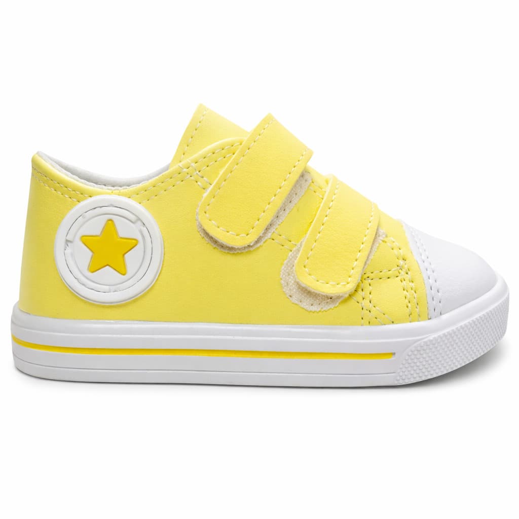 Tênis Bebê Amarelo All Com Velcro Star Estrela Confortável