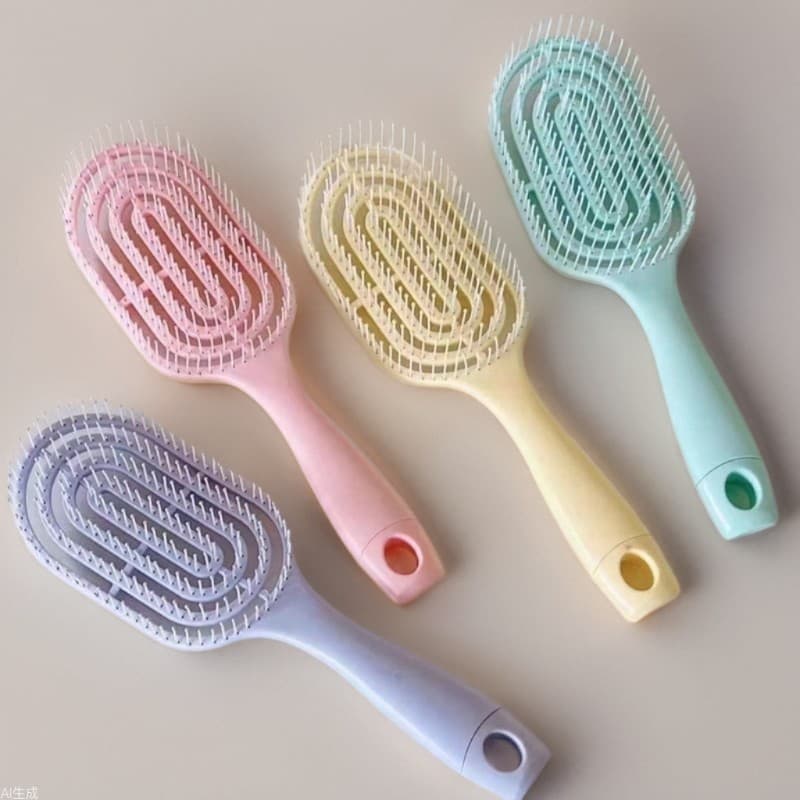 Macaron costelas pente oco volta fonte massagem doméstico cabelo reto Curling pente estilo fofo pente