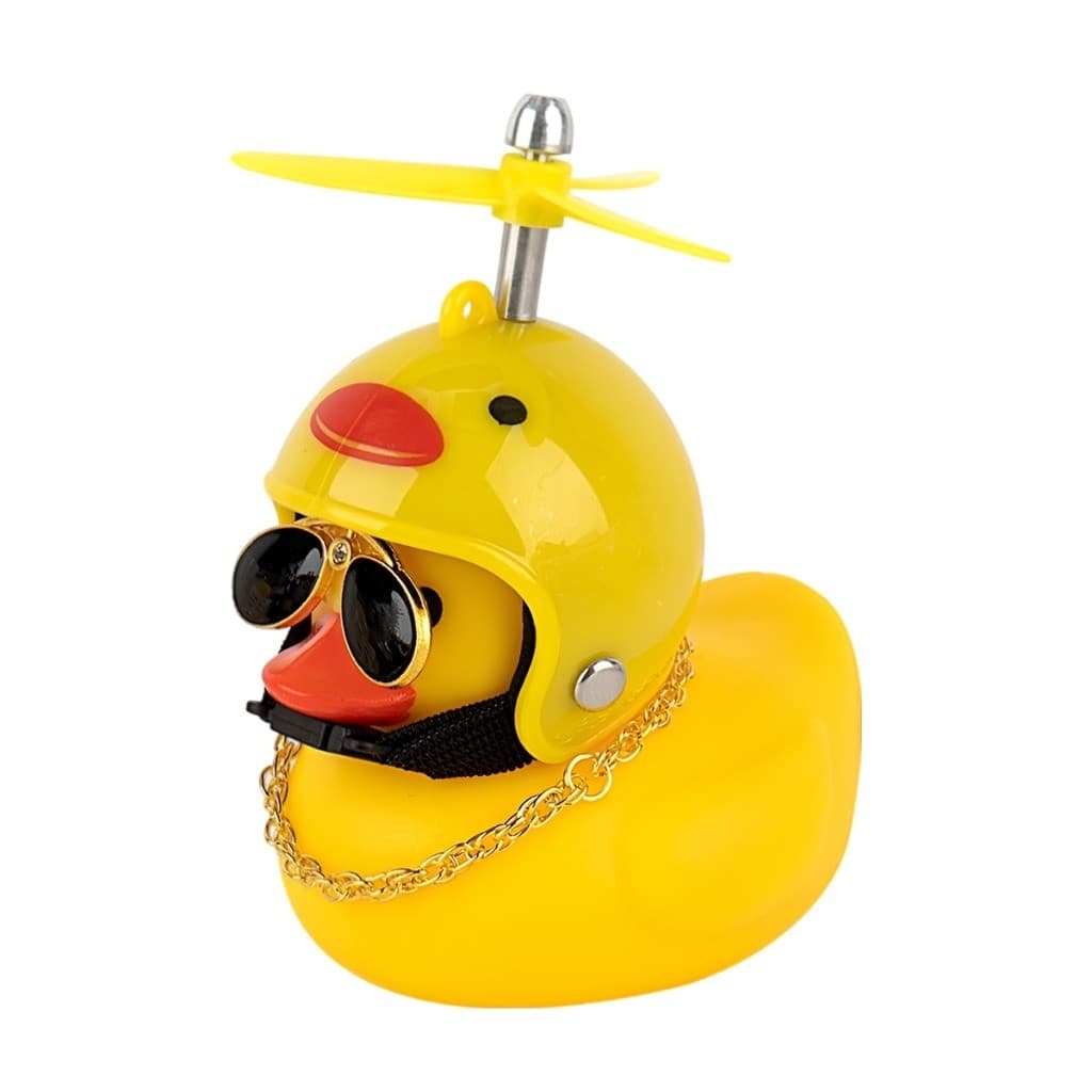Patinho Com Capacete Pato Hélice Óculos Buzina Bike Moto