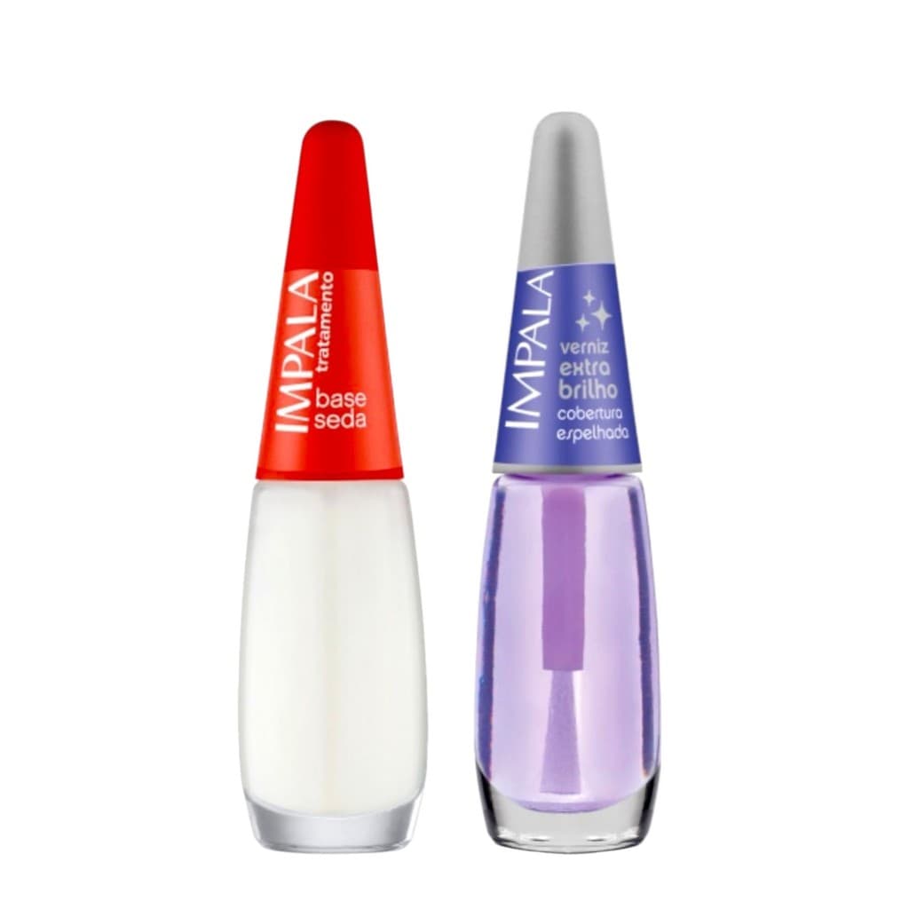 Kit Esmalte Impala Base Seda e Verniz Extra Brilho