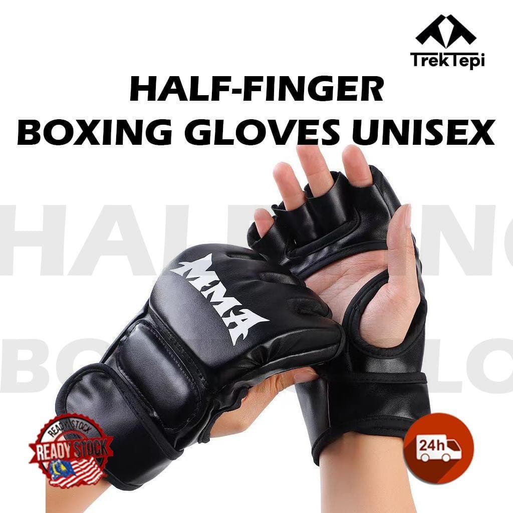 Luvas de Boxe TrekTepi de Meio Dedo Unissex, Luvas de Boxe de Meio Dedo para Homens e Mulheres, Saco de Treinamento para