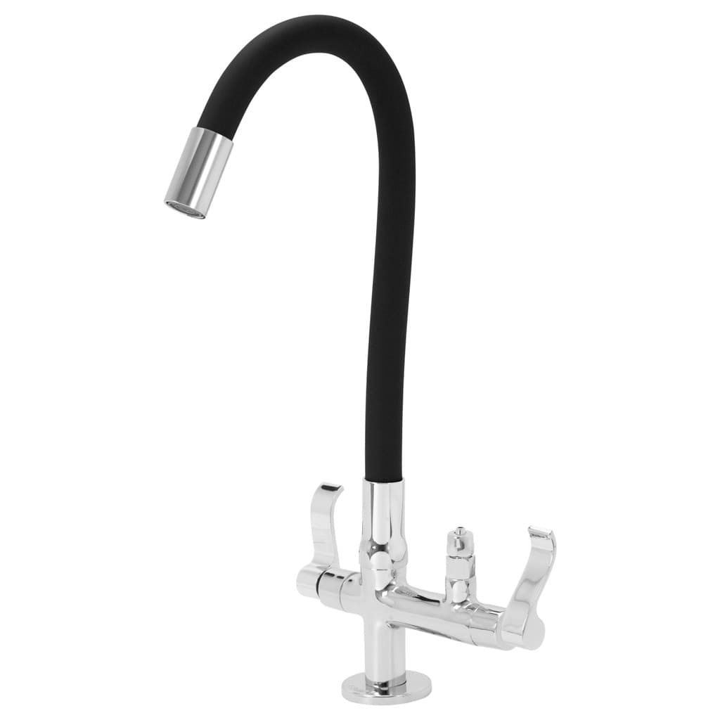 Torneira Cozinha Bancada Flexível Preto Saída Purificador 1/4 Samer