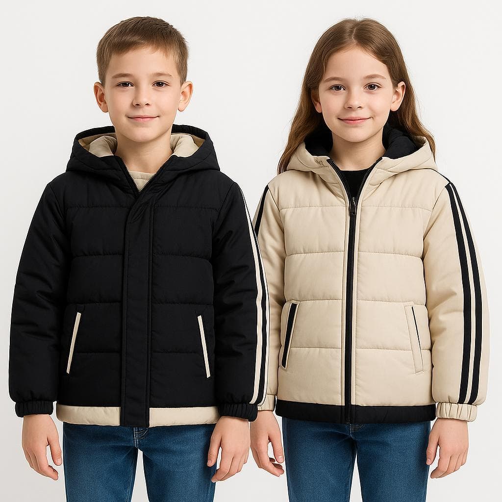 Jaqueta Infantil Puffer ComPunho e Faixa Infantil Impermeável com Capuz  Bolso Menino Menina Criança