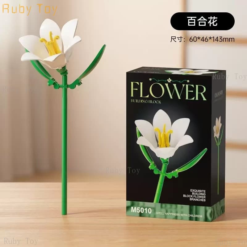 Bloco de construção conjunto de flores decoração brinquedo quebra-cabeça criativo menina presente artesanal