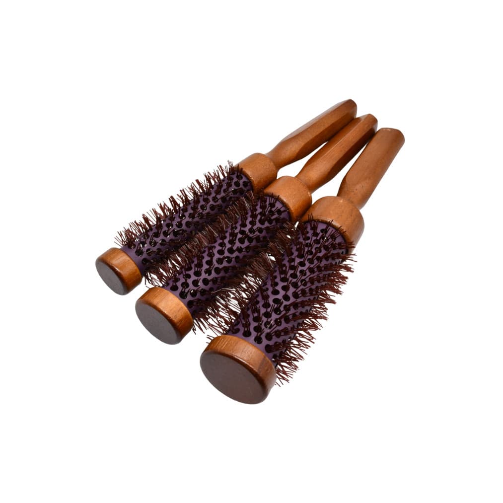 Kit Escovas de Viagem – 3 Tamanhos (24cm de comprimento) P M G, Acabamento em Madeira e  Aluminado