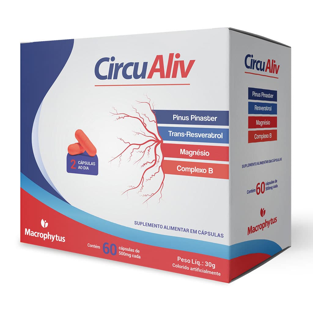 CircuAliv 60 cápsulas (Pinus Pinaster, Trans-resveratrol e Vitaminas)