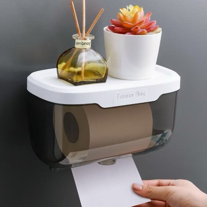 Suporte Porta Papel Higiênico com Caixa Organizador Sem Furo Parede Banheiro