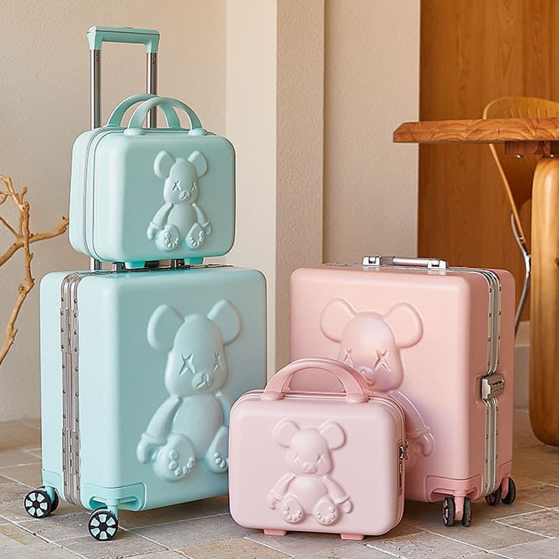 Moda Macaron cor bagagem feminina 60cm pequeno influenciador caixa de senha de embarque quadro de alumínio criança-mãe c