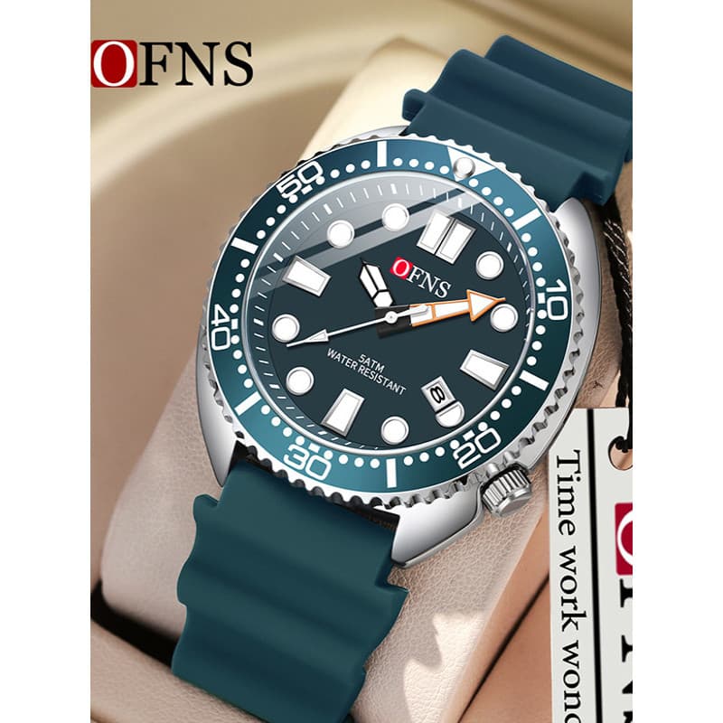 OFNS marca relógio de venda quente água fantasma moda à prova dwaterproof água pulseira quartzo calendário luminoso espo