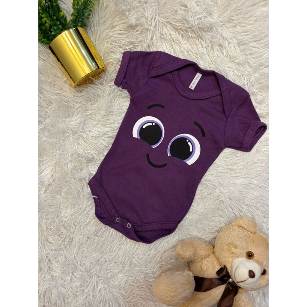 Body Bebê Infantil Mêsversário Temático Bolofofos Roxo Lilás Macacao Personagens Fantasia +BRlNDE