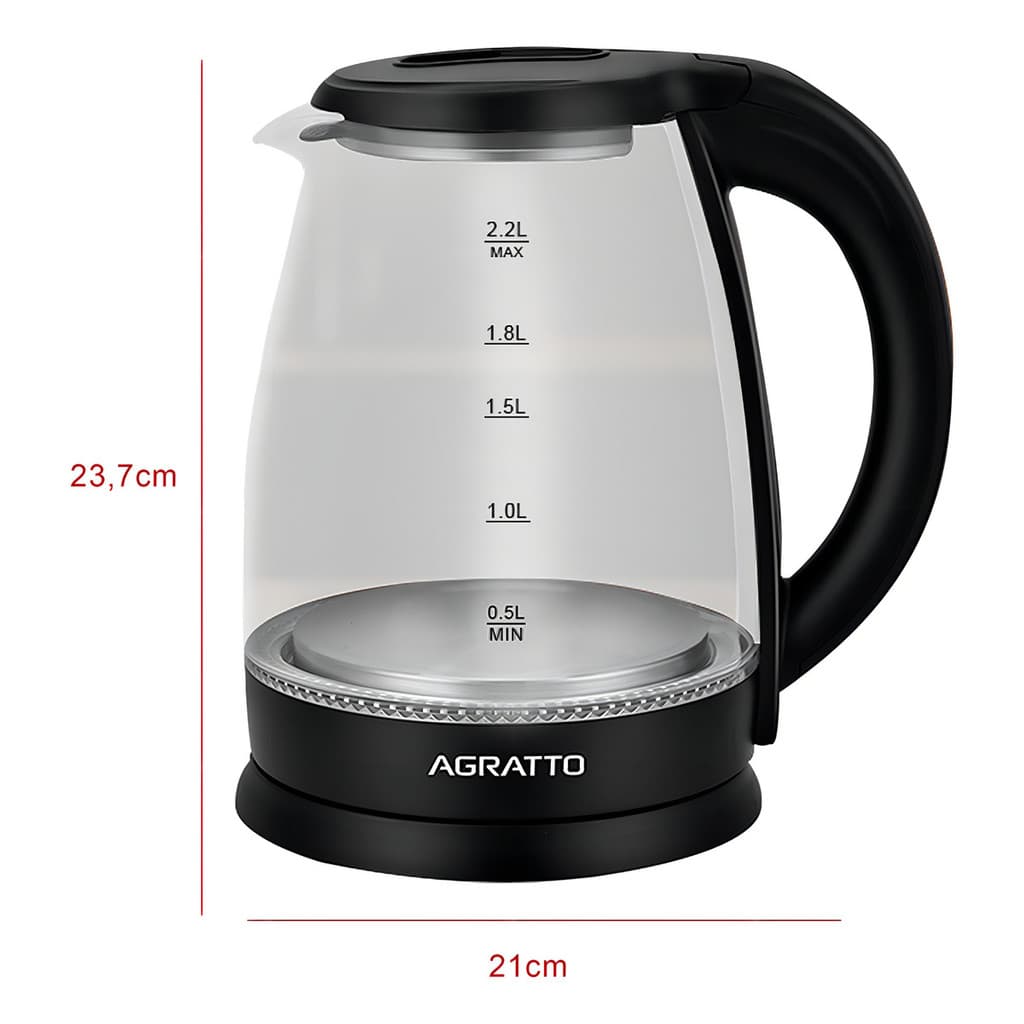Chaleira Elétrica Aroma Acev01l Vidro 2,2 Litros 1500w Agratto