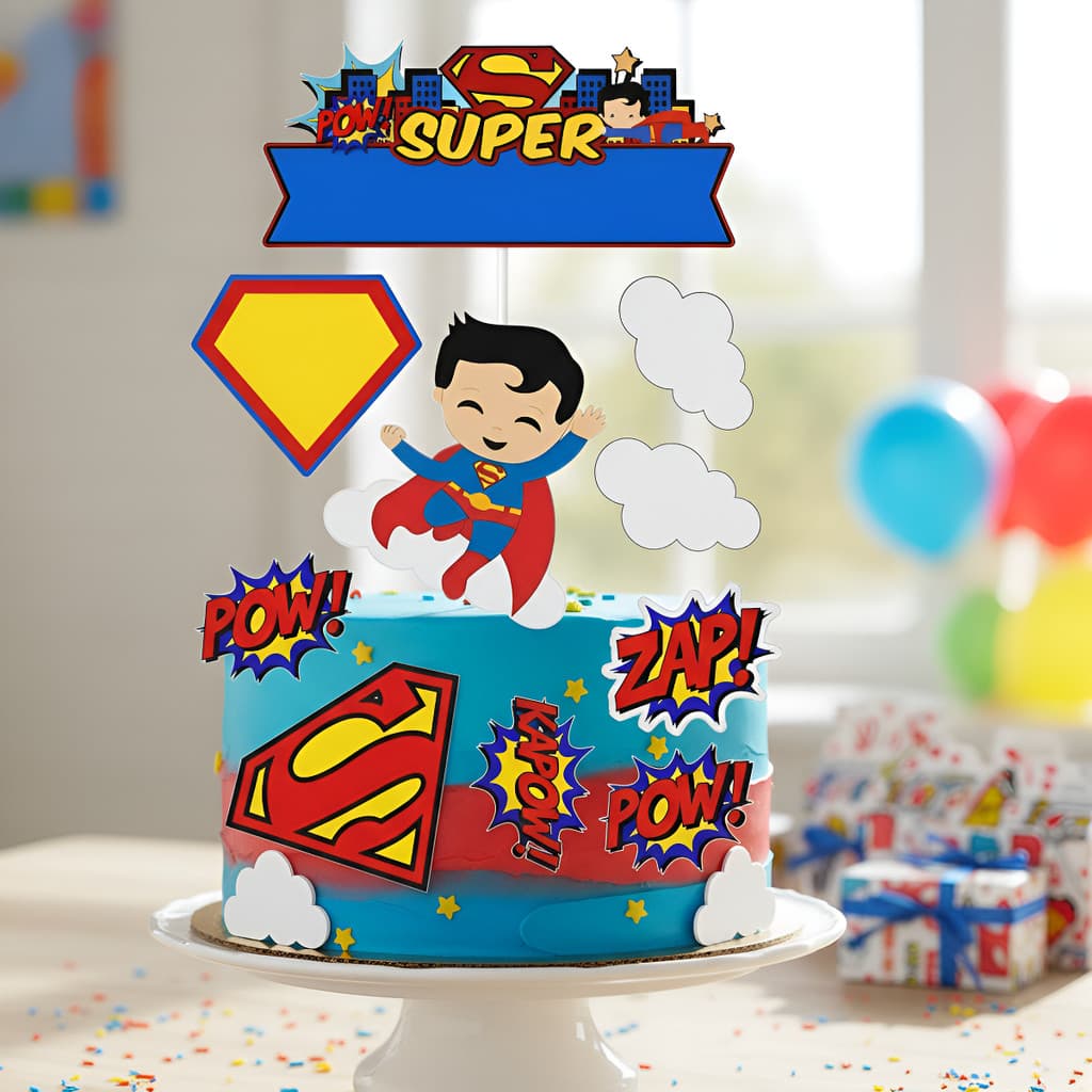 Topo Personalizado Bolo Aniversário/ Mesversário Super Homem Baby