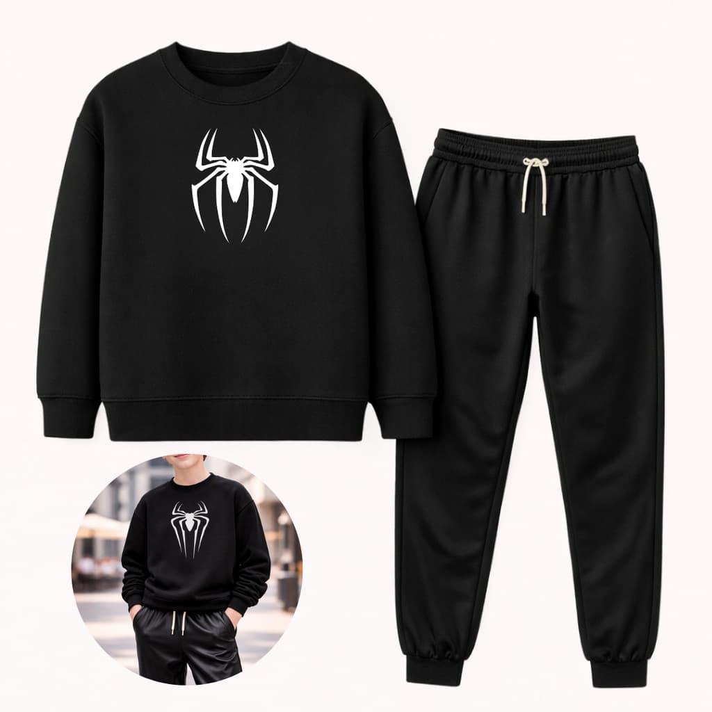 Conjunto Infantil Juvenil com Moletom Careca Aranha Spider Man + Calça Flanelada com Bolso || Tam 10 ao 16