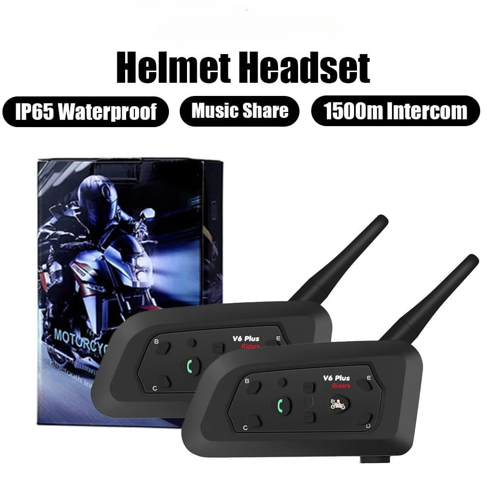 V6 Plus Capacete Da Motocicleta Interfone Fone De Ouvido Bluetooth 6 Pilotos Comunicador À Prova Dwaterproof Água V5.1 L