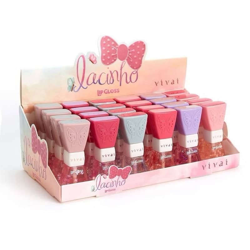Box C/ 24 PCS Lip Gloss Lacinho Atacado Vivai-3098.1.1