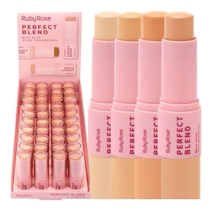 Box C/36 Unidades Ruby Rose Base Stick Perfect Blende Claros HB-M300-G1 e G2