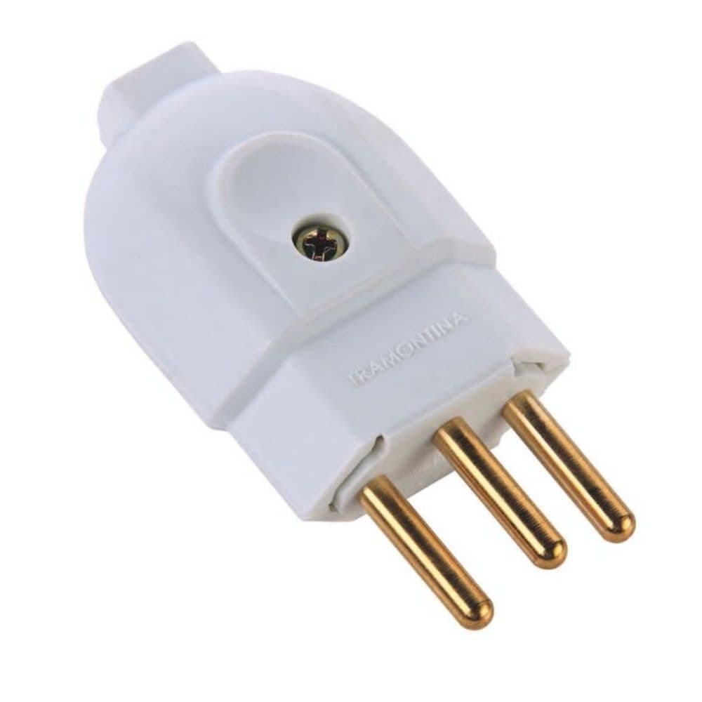 Plugue Macho 2P+T Reto Branco 20A 57402007 Tramontina