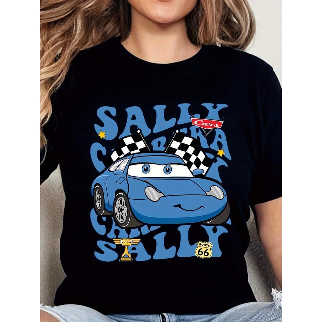 [Camiseta Premium Algodão Puro]LA Camiseta Feminino Sally Macqueen Tshirt Carro Blusa Unissex Algodão Premium Streetwear