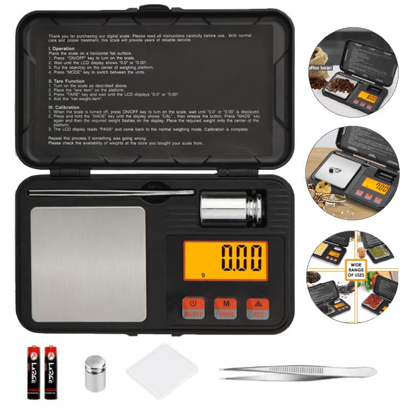 Balança digital de bolso 50g/0,001g, balança eletrônica de precisão, com peso de calibração de 50g (incluindo bateria).