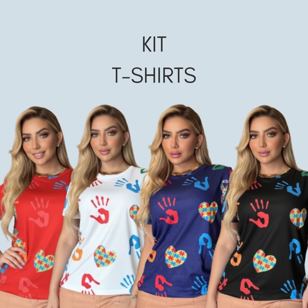 Kit T-shirt Feminina Autismo Blusa Manga Curta Autista Camiseta Baby Look Inclusão