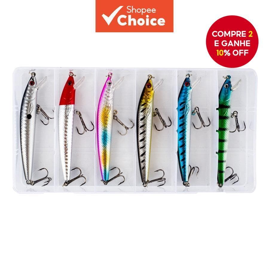 6PCS/box Conjunto De Iscas De Pesca Flutuantes De Minhoca 10cm/7,5g Artificiais Com Anzol Para Lúcio De Robalo .
