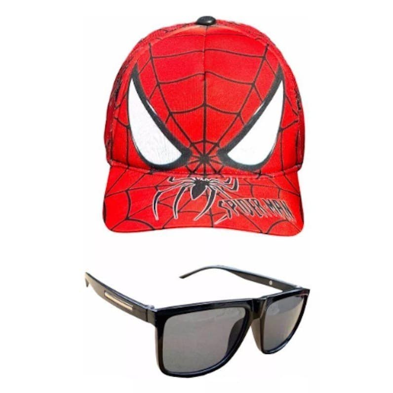 Kit Boné Infantil Homem Aranha E Óculos De Sol Verão - bonebom