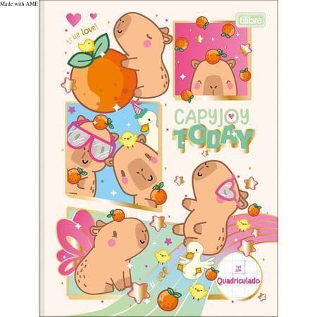 Caderno Quadriculado 1x1 cm Brochura Capa Dura Capyclub CAPA SORTIDA 40 Folhas Tilibra