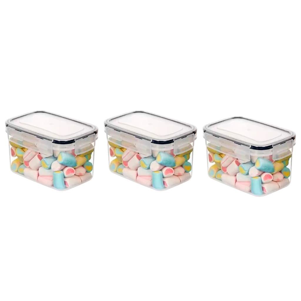 Pote Mantimento Hermético Com Travas 6 Un Transparente Conserva Alimento Arroz Biscoitos Farelos Café Geladeira BPA FREE