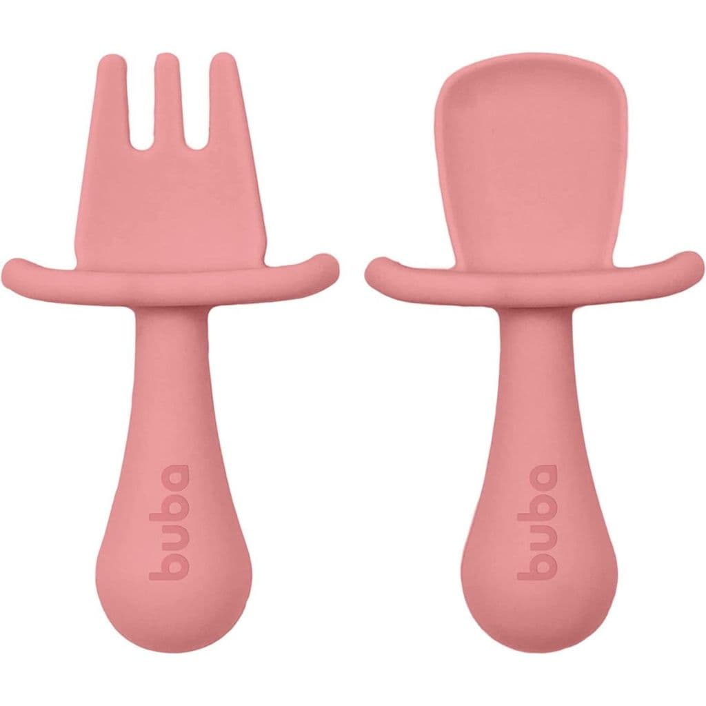 Kit Talheres Em Silicone Buba Rosa