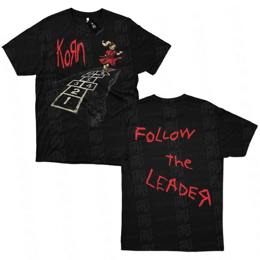 Camiseta Estampada Korn Follow The Leader Camisa de Malha 100% Algodão Envio Muito Rápido - DR Bigorna