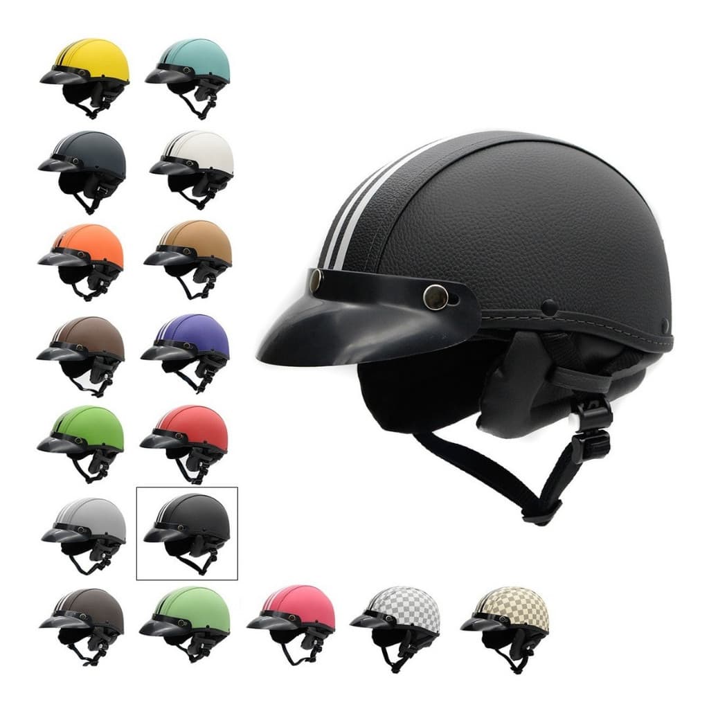 Capacete Coquinho Couro Scooter Elétrica Bike Old School Custom