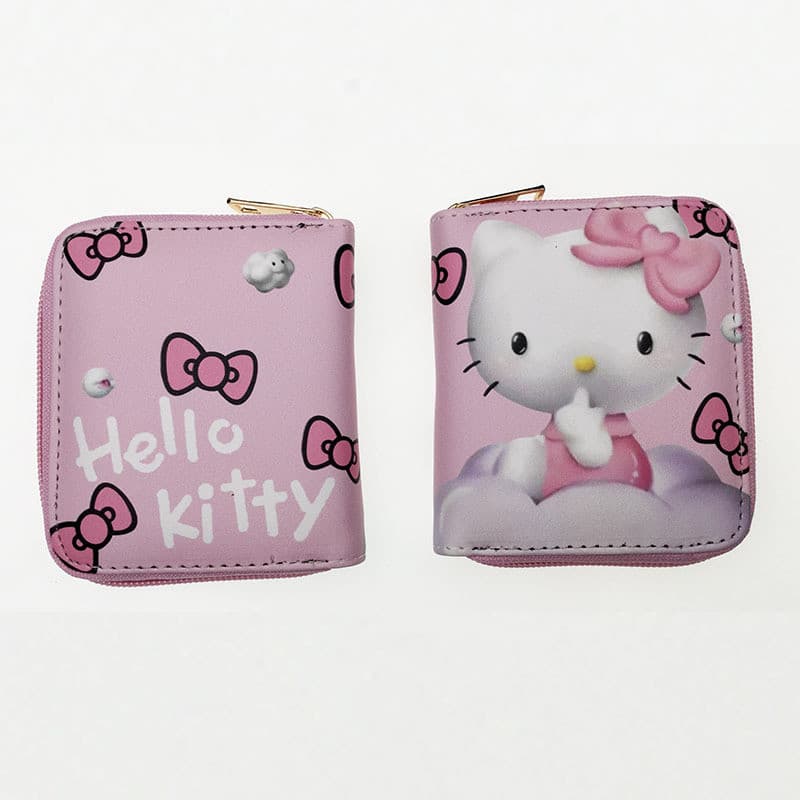 Carteira masculina QWCO Carteira masculina porta cartão KT Cat Zipper Carteira para presente de aniversário