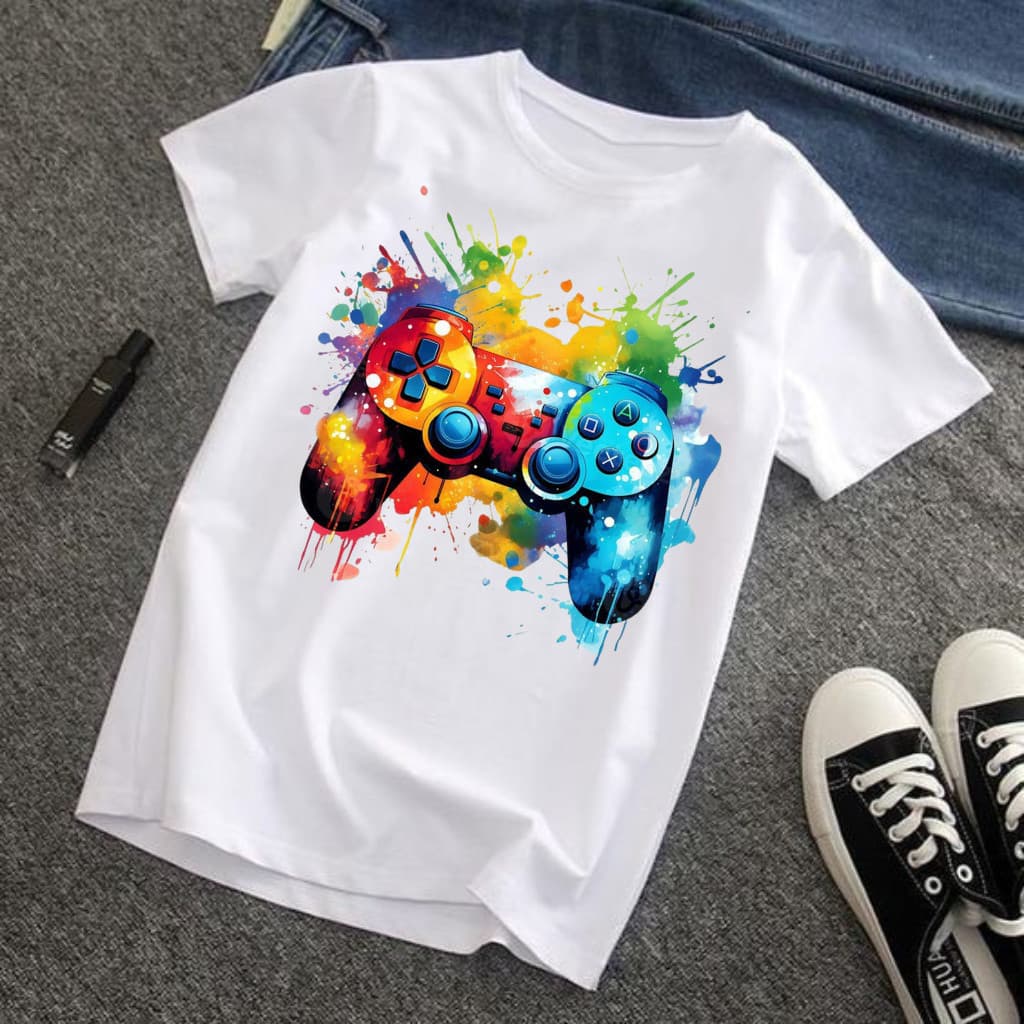 Linda CAMISETA  INFANTIL JUVENIL VARIOS MODELOS GAMER CONTROLE PLAY BLUSA MANGA CURTA MENINA MENINO UNISEX Envio Rapido