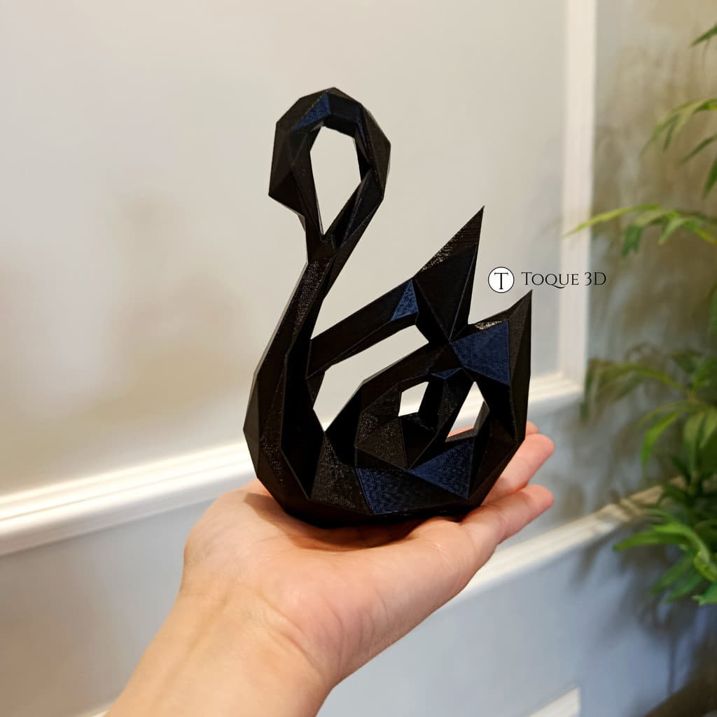 Cisne Geométrico Abstrato Decorativo Escultura Moderna Enfeite Decoração Casal - Toque 3D