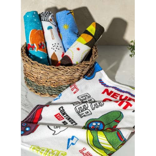 Kit 5 Toalha Lancheira Menina Infantil Escolar 30x45 Sortida Macia Sortida Menino