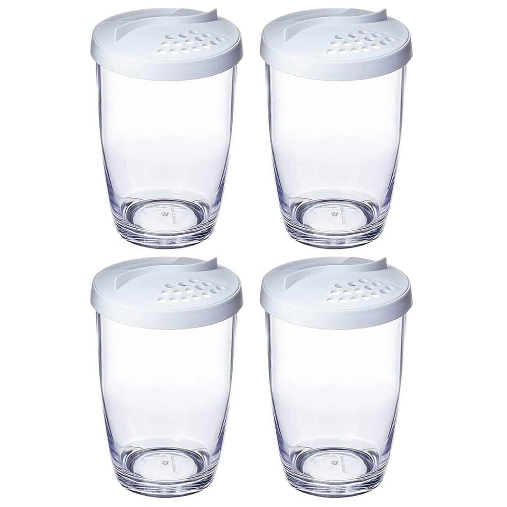 Kit 4 Queijeiras Farinheiras Plásticas com Tampa 350ml Branc