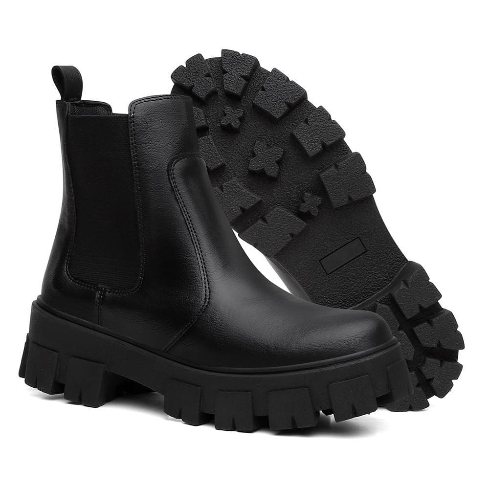 Bota Coturno Feminino Tratorada Chelsea Macia Confortável Oferta