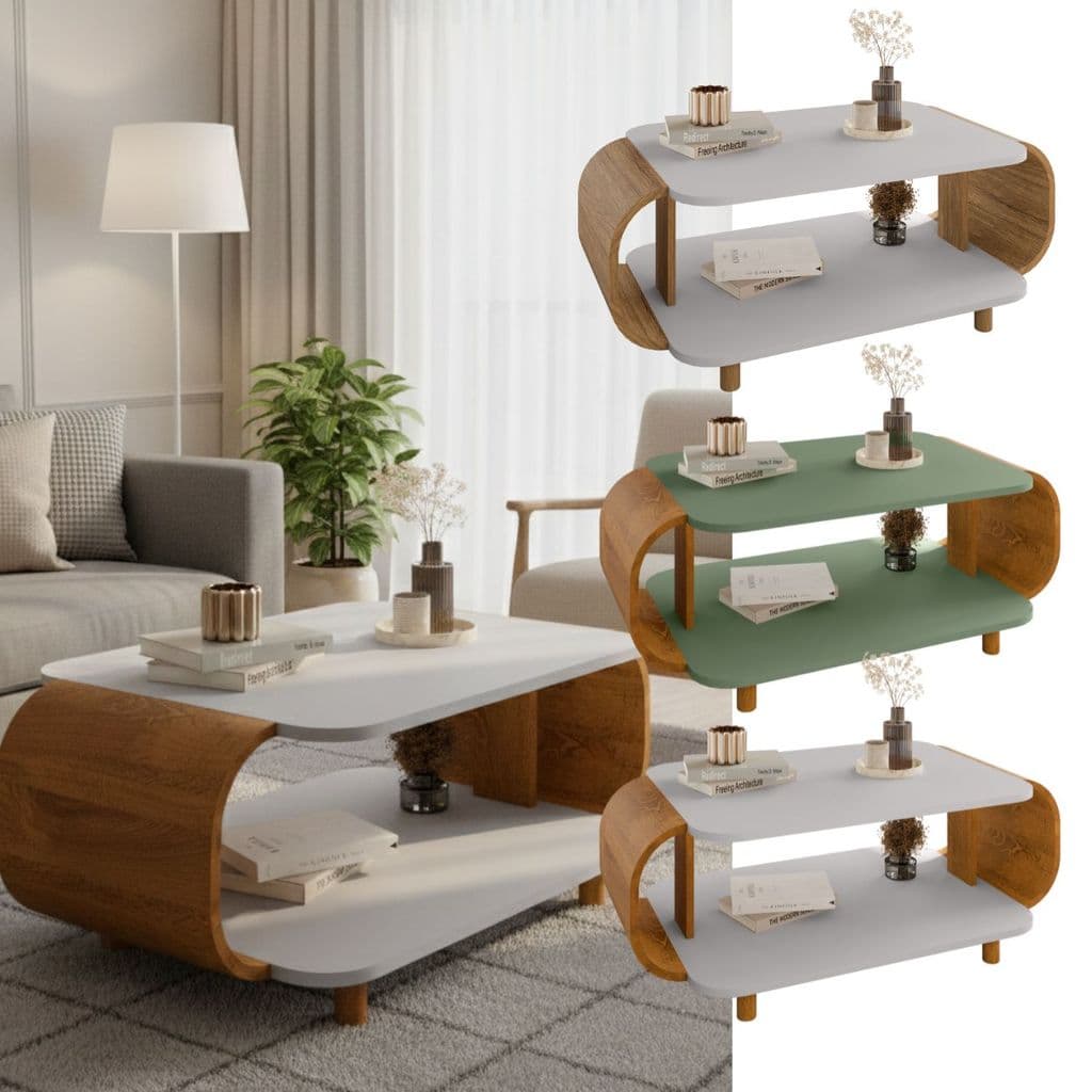 Mesa Centro Oval Decorativa Sala Estar Compacta Ideal Pés Madeira Maciça Estilo Contemporâneo