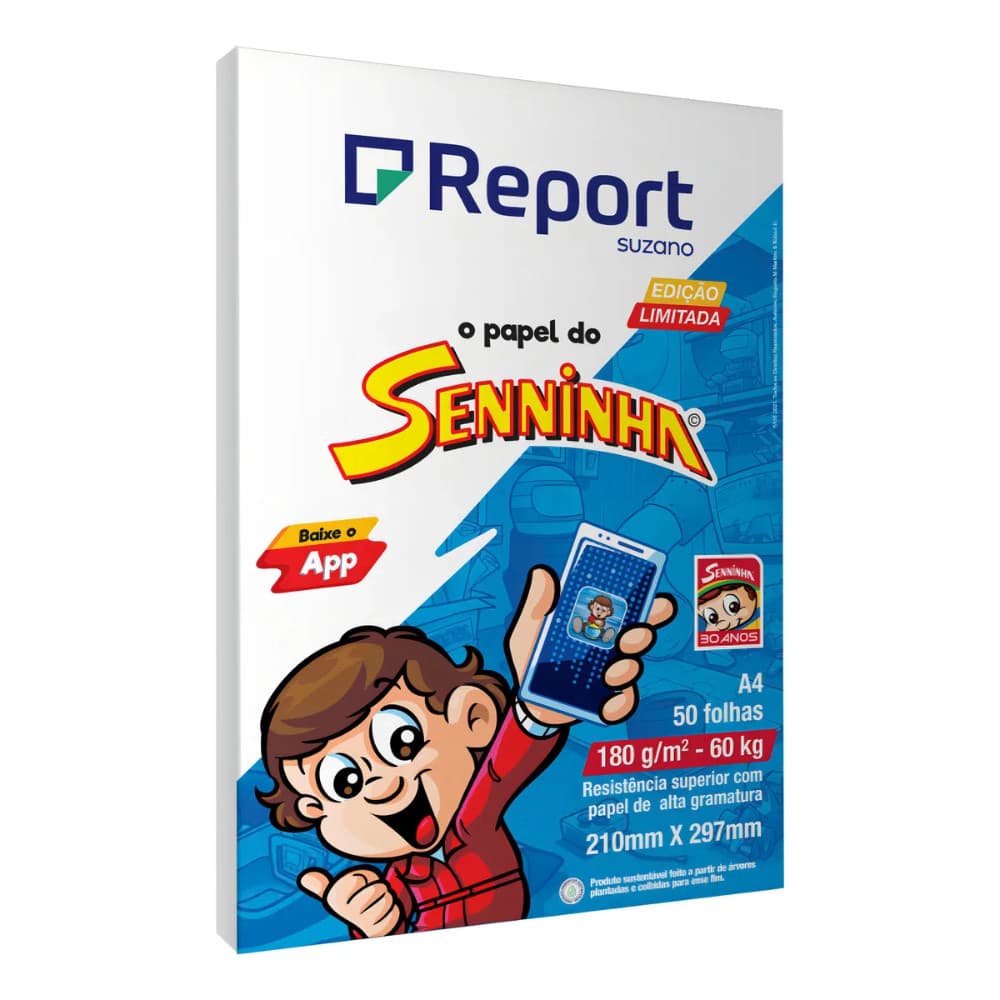 Papel Sulfite A4 Branco 180g Report Pacote com 50 (Senninha)