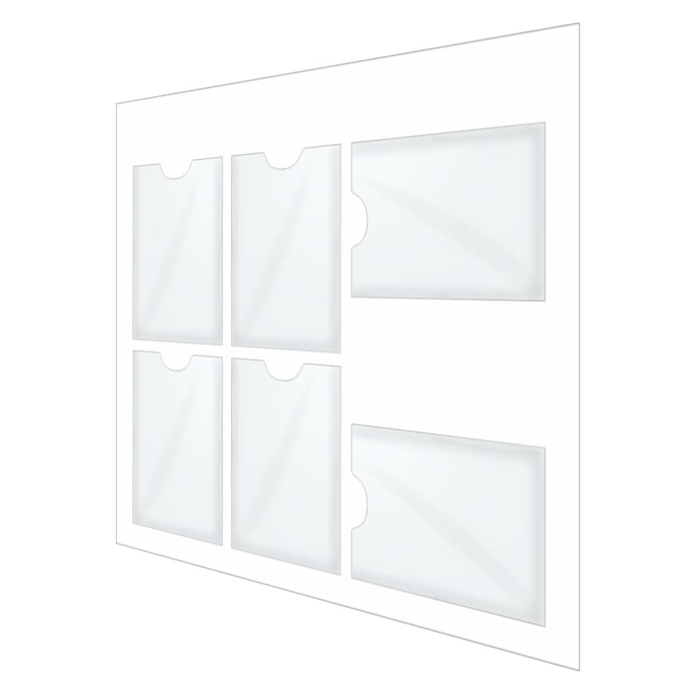 Quadro Avisos 6 Displays A4 Acrílico Branco 3mm Transparente