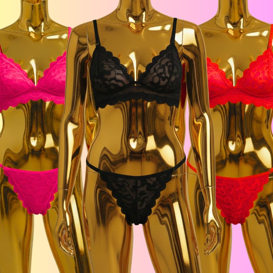Kit com 3 Conjuntos Feminino Rendado Sem Bojo com Aro Feminino