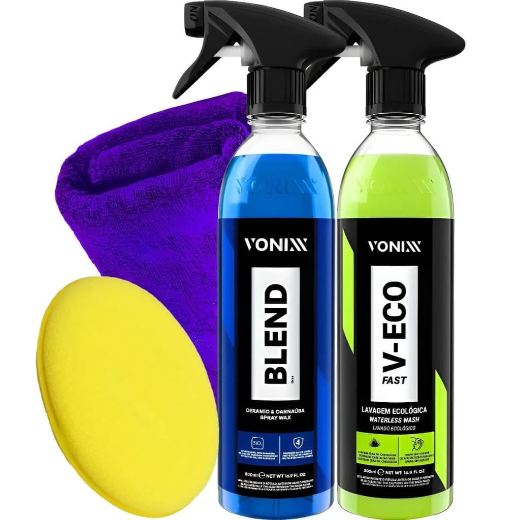 Kit Limpeza Automotiva Vonixx Blend + V-Eco Fast com Microfibra e Aplicador