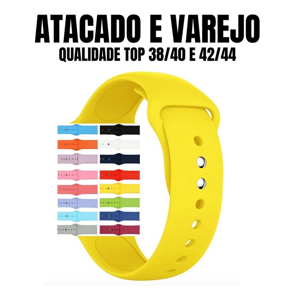 Pulseira de Silicone SM 38mm 40mm 42mm 44mm  9,5/11,8cm Para Apple Watch e Smartwatch Iwo Top
