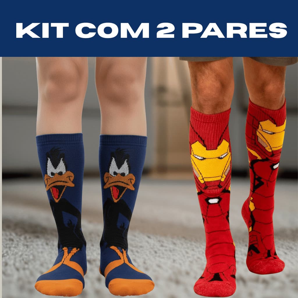 2 Pares de Meias Divertidas Adulto – Personagens | Unissex