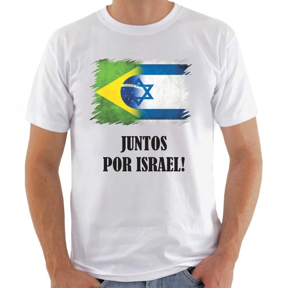 Camiseta Unissex em Algodão Juntos Por Israel Camisa Premium Postagem Imediata