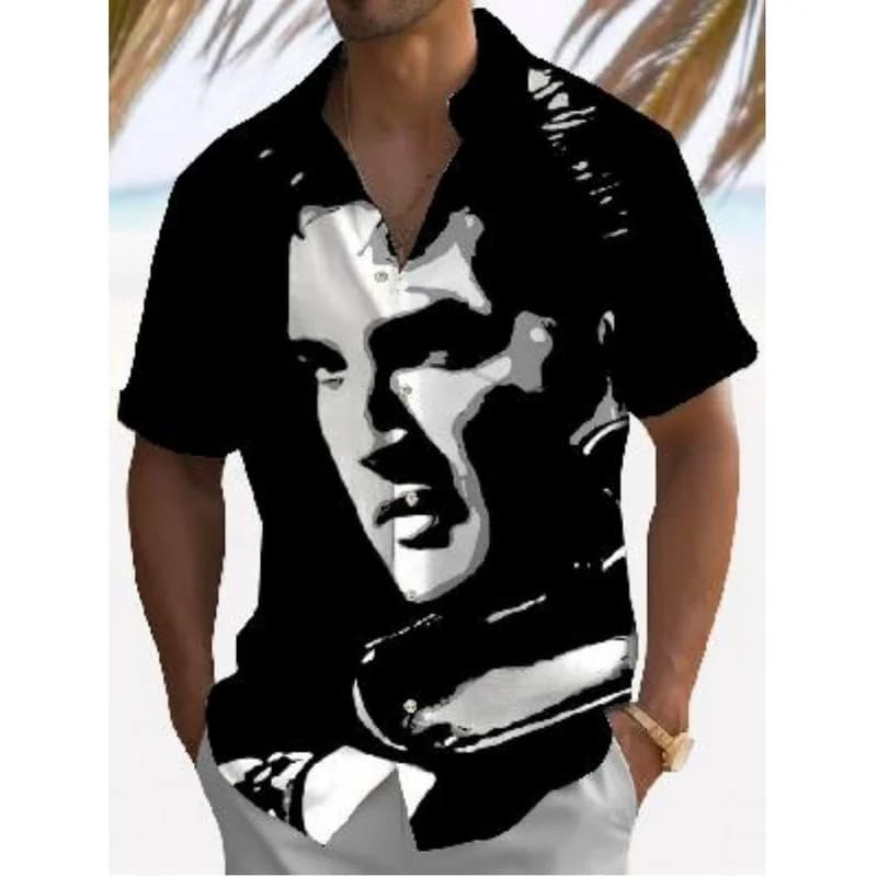 2026 Camisa Havaiana Solta e Respirável para Homens, Camisa Masculina de Verão Casual e Elegante de Manga Curta