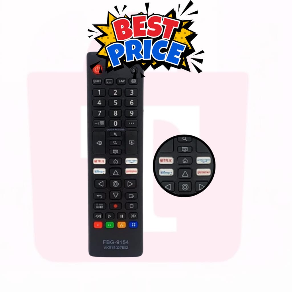Controle Remoto Teclas Netflix Disney Globo LG Akb76040304 9154 COMPATÍVEL