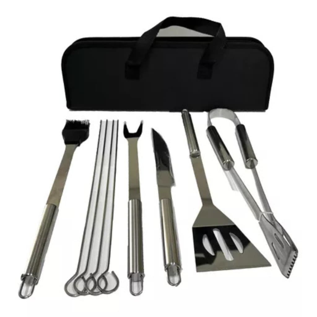 Kit Churrasco 9 Peças Inox Profissional com Bolsa - BM-F1026