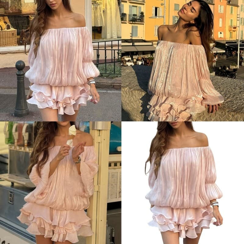 BO The Shoulder Cocktail Dress Em Poliéster Leve Para Ocasiões Especiais